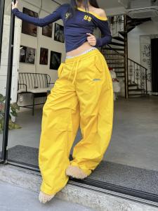 Quần Ống Rộng Nhanh Khô Rộng Rãi Có Dây Rút Phong Cách Đường Phố Mỹ Mới Nướng Cay Quần Ống Rộng Màu Sắc Nhiều Dopamine