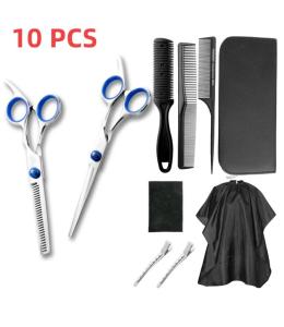 10-Piece Hair Cutting Scissors Set - High-Quality Stainless Steel Hair Shears for Professional Barbers Salon Stylists and Home Use - Ideal for Men Women Kids and Adults - Complete with Thinning Scissors Barber Scissors for DIY Haircuts Modern Design