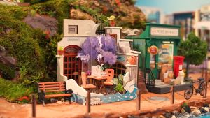 Robotime Rolife Sea Holiday Restaurant DIY Wooden Miniature Dollhouse (DS039) 3D Puzzles Wooden Crafts Kits