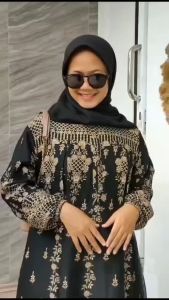 Gamis Crinkle Dobby Motif Ethnic | Dress Wanita Crinkle Bubble Motif Bunga