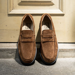 Giày Loafer Nam Da Lộn Màu Camel Mr.A 2025 Phong Cách Casual Thoải Mái Mềm Mại Thời Trang Kiểu Cổ Điển Mũi Tròn Đế Cao Su