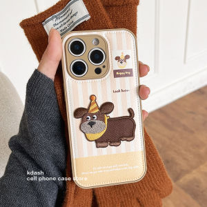 Cartoon Embroidered Dog Phone Case for Xiaomi Vivo Honor Oppo Huawei  16Pro Max 15Pro New 14Pro Womens Mate70P70