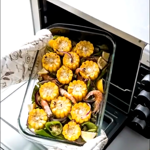 CHOVY Microwaveable Baking Dish Glass Tray Oven Bakeware Pan Rectangular 1L 1.6L 2.2L 3L With Handle