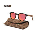 Kenbo Square Polarized Wooden Sunglasses For Men Women Fashion Wood Sun Glasses Design UV400 Bamboo Grain Eyewear With Gold Case.