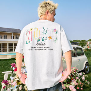 Heavily Embroidered Floral Letter Short Sleeve T-Shirt