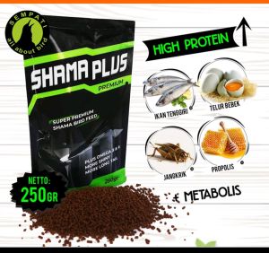 SHAMA PLUS PREMIUM SEMPATI 250 GR VOER PUR PAKAN BURUNG MURAI BATU HIGH PROTEIN