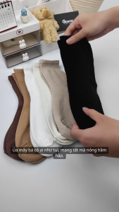 Combo 6 đôi tất nữ cổ cao GOMTAT sọc gân vớ chân nữ trơn màu mềm mịn thoáng khí - OAS-1703-CB6