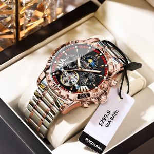 Đồng Hồ Đeo Tay Cơ Khí Tự Động Cao Cấp POEDAGAR Dành Cho Nam Có Chức Năng Tourbillon Chống Nước Dạ Quang Vỏ Thép Không Gỉ Hiển Thị Ngày Và Tuần