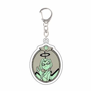 Bandai | for Hazbin Hotel Anime New Peripheral Alastor Charlie Vaggie Lucifer Angel Dust Acrylic Keychain Decoration Pendant Fans Gift