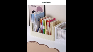 Foldable Stackable Desktop Books Storage Box in Crate Box Design Style with Removable Dividers and Optional 4 Wheels for Floor Placement