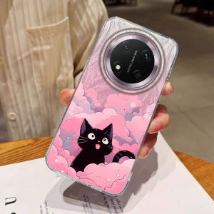 Luxury Laser Silver Bow knot Case for Honor Magic7 Lite X9C X9A X8A X8B 200 Pro 400 Bumper Gradient Cute Black Cat Fundas Pink