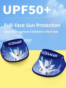 SHIPAILUO | Ultraman Kids Summer Sun Hat Boys Breathable Empty Top Cooling Hat UV Protection Nylon Casual Cartoon Style UPF50+ Outdoor Cap