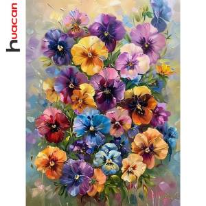 Huacan Diamond Mosaic Color Flower Full Round Square 5D Diamond Painting Living Room Art Craft