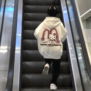 เสื้อสเวตเตอร์ฮู้ดลาย HelloKitty สำหรับผู้หญิง ทรงหลวม แขนยาว ปกติ ฤดูใบไม้ผลิ ฤดูใบไม้ร่วง ฤดูหนาว สไตล์เกาหลี