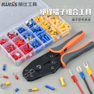 IWISS Ratchet Force Terminal Crimping Pliers Pre-insulated Electricians Pliers Set Carbon Steel Hand Tools Hardware