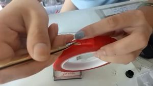 Băng dính đỏ nail băng keo 2 mặt dùng tạo fan mi dán bảng màu mẫu móng tiện lợi