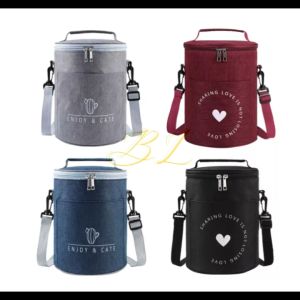 CHAINSHOP ROUND LUNCH BAG: Portable Large Capacity Shoulder Lunch Bag