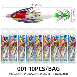 ShareShark | Mồi Câu Mực Bạch Tuộc Phát Sáng ShareShark 5/10 Cái/túi Móc Dù Hai Lớp Mồi Sinh Học Dùng Cho Câu Cá Biển Sông Và Suối