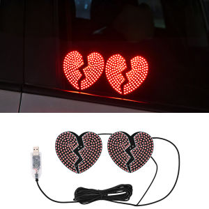 KEVANLY | 2pcs USB Heartshaped Heartbroken Led Flash Atmosphere Light For Auto Front Rear Windowsheid Decorative Light Bedroom Night light
