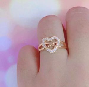 CINCIN GOLD LOVE BOLONG SILANG FULL PERMATA XUPING ANTI LUNTUR PERHIASAN IMPORT WANITA KEKIKINIAN