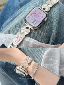 Starlight Color Heart Lock Embedded Colorful Diamond Zirconia Strap Suitable for  iWatch 10th Generation S987 Silent Watchband