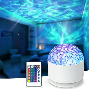 16 Colors Ocean Wave Projector Night Light USB Powered with Remote Control Galaxy Ambient Lamp for Kids Bedroom Game Room Decor