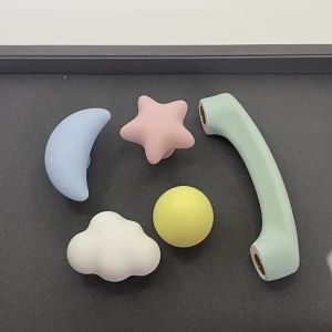 Childrens Room Cabinet Knobs Ceramic Cabinet Handle Cartoon Clouds Star Cabinet Wardrobe Drawer Pull Handles for Kids Room