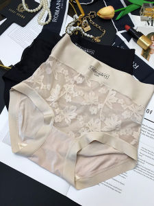 กางเกงชั้นในสตรีเอวกลาง Modale ทรงสามเหลี่ยม ขอบลูกไม้ระบายอากาศได้ดี กางเกงชั้นในเซ็กซี่สำหรับผู้หญิง ชุดชั้นในสตรี 3 ชิ้น