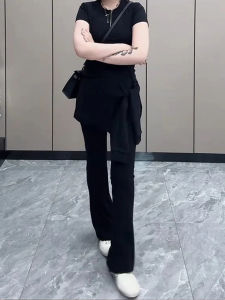 Quần Ống Loe Cạp Cao Cho Nữ Dáng Quả Lê Mùa Xuân Mới Thiết Kế Quần Dài Thường Ngày Cho Phụ Nữ Ngoại Cỡ Quần Hai Mảnh Giả