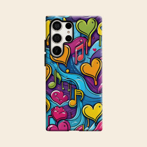 BILIBILI | Colorful Music Heart Graffiti Luxury Fashion Full Lens Protective Case for Samsung Galaxy S26 S25 S24 A56 A36 Plus Ultra