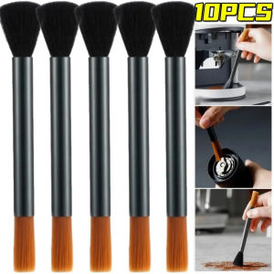 10ชิ้นแปรงทำความสะอาด Penggiling Kopi ท่ออลูมิเนียมสองหัวขนอ่อนแบบพกพาเครื่องชงกาแฟอุปกรณ์ทำความสะอาดผง