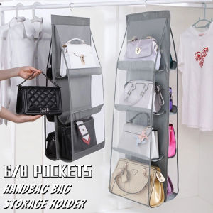 6/8 Pockets Hanging Storage Bag Purse Handbag Tote Oraganizer