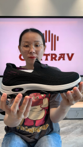 CMATRAV Sepatu sneakers Slip-On Kasual Wanita Terbaru Hitam Abu-abu Hiking Outdoor Jalan Sehat Sneakers