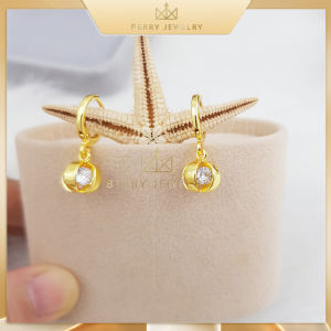 Bông Tai Nữ Khuyên Tai Trái Cầu Bi Tròn Mạ Vàng Đính Đá Lấp Lánh | Berry Jewelry VHT8