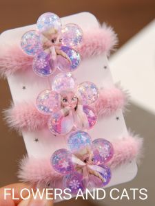 High Elasticity Plush Hair Ties for Girls Princess Elsa Baby Cartoon Hair Bands Non-Damaging Hair Accessories for Kids