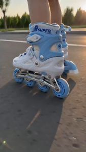 Adjustable Inline Skates Kids Adults Single Row LED Flashing Wheel Beginner Skate Shoes