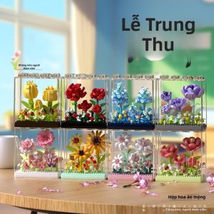 JIUJI | Quà Tặng Ngày Nhà Giáo DIY Xây Đựng Hoa Gạch Lego Hướng Dương & Carnation
