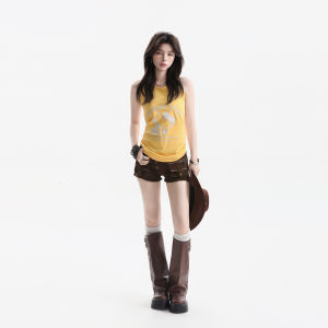 Design Sparkly Kitty Print Halter Sleeveless Crop Top