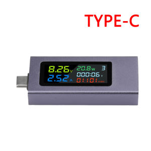 Gaqqee | USB Type-C Kỹ Thuật Số Vôn Kế Ampe Kế Sạc Nhanh Máy Phát Hiện Dung Lượng Pin Máy Kiểm Tra Dung Lượng Pin 4.5-50V 0-5A Dòng Điện 0-99999MAh Đồng Hồ Đo Dung Lượng