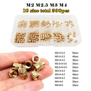 Brass Copper Embedment Insert Nut Kit Set M1.4M1.6 M2 M2.5 M3 M4 M5 M6 for Hot Heat Melt Injection 3D Print Twill Knurled Thread