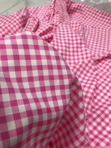 vải cotton sọc caro 8 ly màu hồng _( khổ 1m5) mềm mát may đầm váy sơ mi