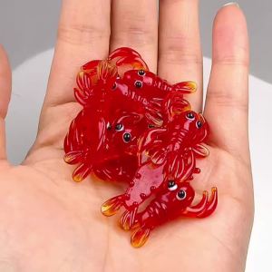 20mm 2pcs/4pcsRed Lobster Lampwork Glass Bead Handmade Sea Animal Charm for DIY Jewelry Necklace Bracelet Ocean Craft Gift