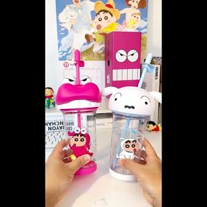 แก้วน้ำหัวการ์ตูนชินจัง ขนาด500ML มาพร้อมหลอดดูด แก้วใส่เครื่่องดื่มแก้ว ของขวัญ