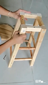 Log color Four heights Solid Wood Bar Stool Chair Home High Round Dining  Chair Nordic Stool Chair Milk Tea Shop Chair