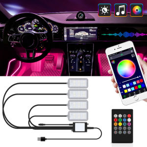 Atmosphere Decorative Lamp Neon Dual control LED Car Interior with USB Wireless Remote Music APP Control Ambient Foot Light