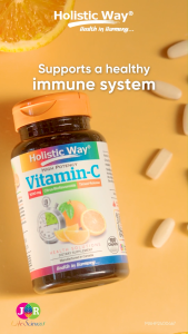 Holistic Way High Potency Vitamin-C 1000mg (Timed-Release) – Supports Immunity Wound Healing Collagen & Antioxidant Protection — Vegan (100 Caplets per bottle)