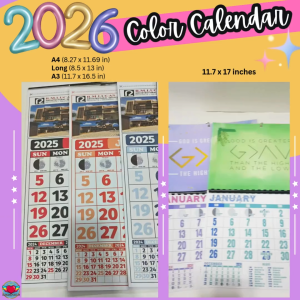 2026 CALENDAR COLOR THEME (Personalized / Customized Wall Calendar) for Souvenirs & Giveaways 10 colors | RABAH UP STORE
