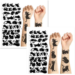 Miếng Dán Hình Mèo Đen Hoạt Hình Không Độc Hại Có Thể Rửa Được Cho Tiệc Sinh Nhật DIY Vui Nhộn Miếng Dán Mặt Miếng Dán Hình Mèo