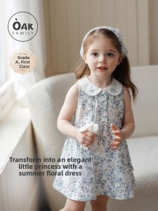 OAK FAMILY | Summer New Sleeveless Peter Pan Collar Girls Dress