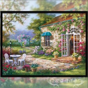 Bộ Tranh Thêu Chữ Thập Phong Cách Châu Âu Tranh Sơn Dầu Phong Cảnh Mùa Hè Handmade Thêu Cho Biệt Thự Phòng Khách Phòng Ngủ Phòng Ăn